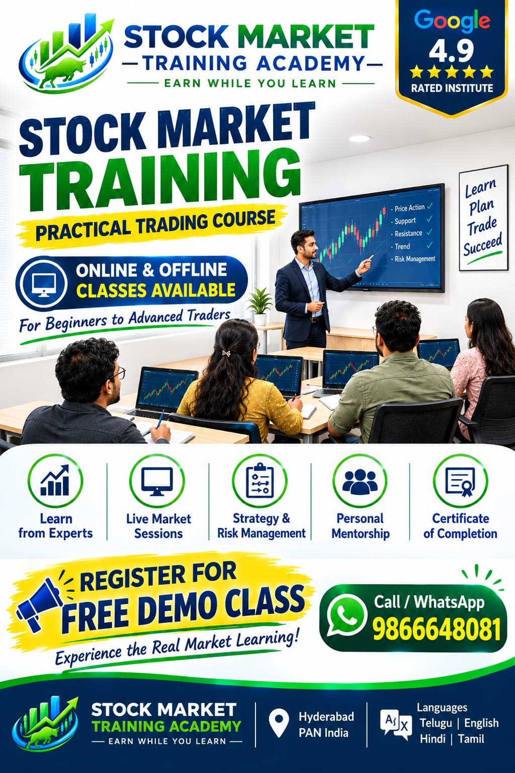 Stock Market Training Academy — practical trading course, online and offline classes, register for a free demo class