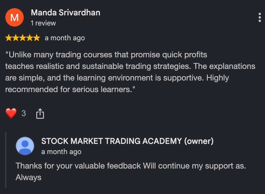 Google review by Manda Srivardhan