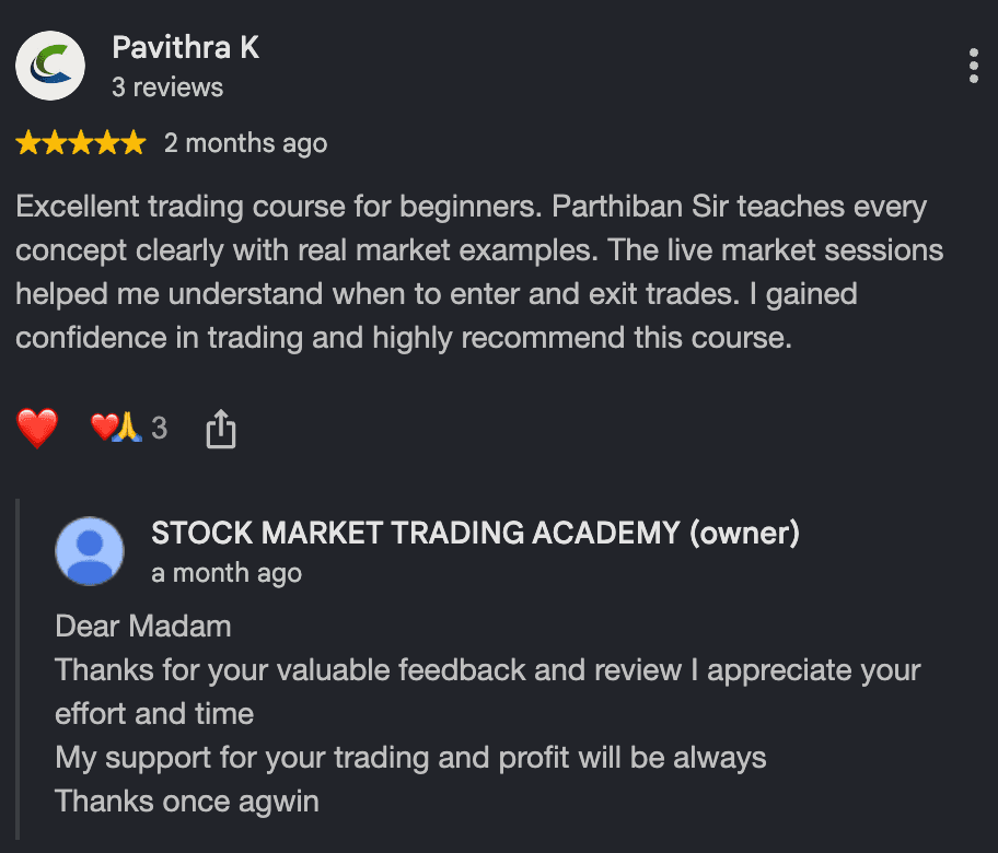 Google review by Pavithra K